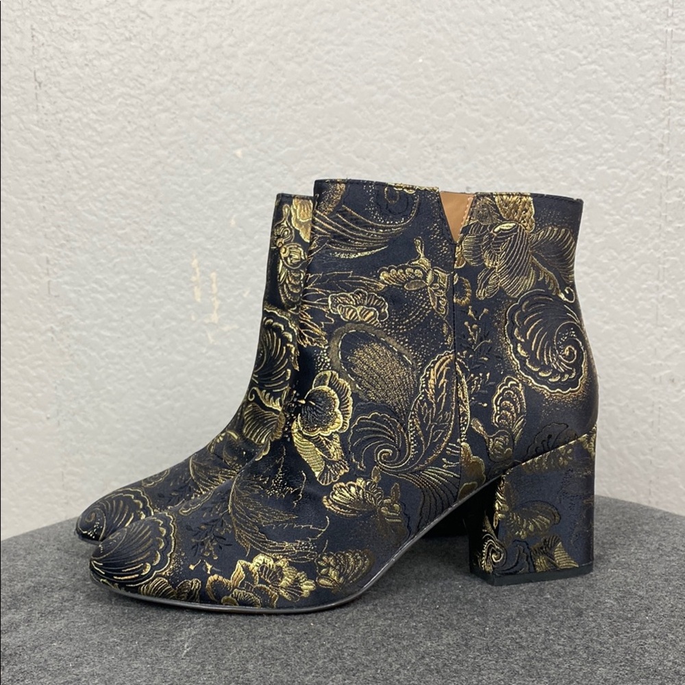 Franco Sarto olympia black and gold tapestry boots - Picture 2 of 8